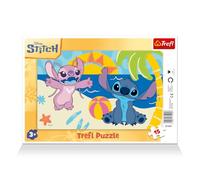 Trefl - Lilo & Stitch, À l'ombre des Palmiers - Puzzle encadré pour Tout-Petits, 15 Grandes pièces, pour Les Enfants à partir de 3 Ans