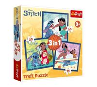 Trefl - Lilo & Stitch, du Temps avec Stitch - Puzzle 3 en 1, 3 Puzzles, 20 à 50 pièces - Différents Niveaux de difficulté, Divertissement pour Les Enfants à partir de 3 Ans