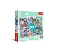 Trefl-Lilo & Stitch, Folle JournéeLilo & Stitch-Puzzle 4 en 1, de 35 à 70 Pièces, Puzzles Colorés avec des Personnages de Bande Dessinée, Loisir pour Enfants à partir de 4 Ans