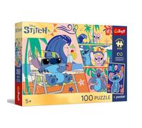 Trefl - Lilo & Stitch, Journées à la Plage - 100 pièces - Puzzle mettant en scène Les Personnages du Dessin animé, Poster de Collection Inclus, Convient aux Enfants de 5 Ans et Plus