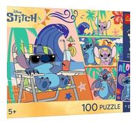 Trefl - Lilo & Stitch, Journées de plage - 100 pièces - Puzzle de héros de conte de fées coloré, combinez-le avec vous-même, affiche à collectionner incluse, divertissement créatif, amusement pour les