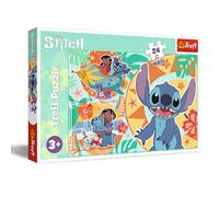 Trefl - Lilo & Stitch, Joyeuse journée de Lilo & Stitch - Puzzle 24 Maxi - 24 Grandes Pièces, Puzzle Colorés avec Personnages de Bande Dessinée, Loisir pour Les Enfants à partir de 3 Ans