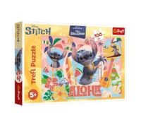 Trefl - Lilo & Stitch, Stitch et Ses Amis en Action - Puzzle de 100 pièces - Puzzle coloré à l'effigie des Personnages du Film, pour Les Enfants à partir de 5 Ans.