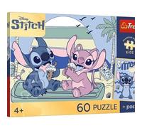 Trefl - Lilo&Stitch, Stitch Fun - Puzzle 60 Pièces - Puzzle Coloré de Personnages de Conte de Fées, Affiche Unique, Divertissement Créatif, Amusant pour Les Enfants À partir de 4 Ans