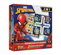 Trefl - Ludo, l'échelle et le serpent - Spider-Man - Jeu de société 2 en 1 pour la famille des super-héros Marvel, planche double face, règles simples, jeu de société classique pour adultes et enfants