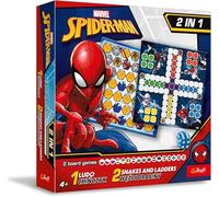 Trefl - Ludo, l'échelle et le serpent - Spider-Man - Jeu de société 2 en 1 pour la famille des super-héros Marvel, planche double face, règles simples, jeu de société classique pour adultes et enfants