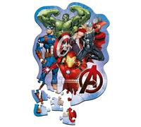 Trefl Marvel, Aventures des Avengers Bois de 50 pièces, Formes irrégulières, 10 Figurines. Puzzle Moderne pour Enfants de 5 Ans et Plus, 20256, Multicolour