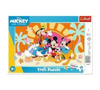 Trefl - Mickey Mouse and Friends, Intéressant Mickey - Puzzle Cadre pour Tout-Petits, 15 Grandes pièces, Cadre et Support Rigide, pour Les Enfants à partir de 3 Ans