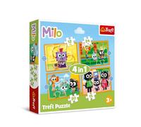 Trefl - Milo, Découvrez Milo et Ses Amis - Puzzle 4en1, | 4 Puzzles, de 14 à 24 Pièces - Différents Niveaux de difficulté, pour Les Enfants à partir de 3 Ans