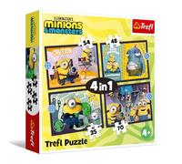 Trefl - Minions 3, Nouvelles Aventures des Minions - Puzzles 4 en 1, de 35 à 70 pièces - Différents Niveaux de difficulté, mettant en scène Les Personnages du Dessin animé, à partir de 4 Ans