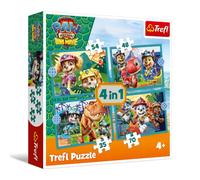 Trefl - Pat' Patrouille - Histoires de dinosaures - 4 en 1 - 4 puzzles - 35 à 70 éléments - Différents niveaux de difficulté - Puzzle coloré avec des héros - Contes de fées - Amusant pour les enfants