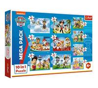 Trefl - Paw Patrol, la fiable équipe de patrouilleurs canins - Casse-tête 10-en-1, 10 Casse-têtes, de 12 à 48 éléments - Casse-têtes avec des Personnages de Contes de fées, poupées Rainbow High