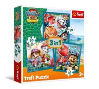 Trefl - Paw Patrol, Paw Patrol et l'île des Dinosaures - 3in1 Jigsaw Puzzle | De 20 à 50 pièces - Différents niveaux de difficulté, un jeu amusant pour les enfants à partir de 3 ans