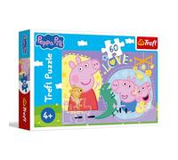 Trefl - Puzzle Peppa Pig Happy Pig - 60 pièces coloré, personnages de contes de fées - Dès 4 ans