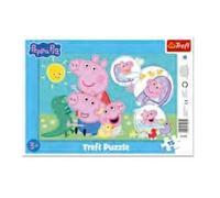 Trefl - Peppa Pig, la Plus Gentille des cochons - Puzzles à encadrer pour Les Tout-Petits, 15 Grandes pièces, Cadre et Tapis Rigide, pour Les Enfants à partir de 3 Ans