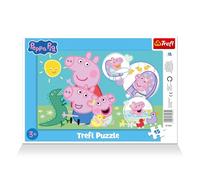 Trefl - Peppa Pig, la Plus Gentille des cochons - Puzzles à encadrer pour Les Tout-Petits, 15 Grandes pièces, Cadre et Tapis Rigide, pour Les Enfants à partir de 3 Ans