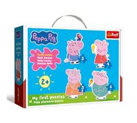 Trefl - Peppa Pig, Little Pig Among Friends - 4 Grands Puzzles de Formes pour Les Tout-Petits, 2 à 5 pièces, pour Les Enfants âgés de 2 Ans et Plus