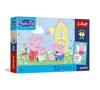 Trefl - Peppa Pig, Peppa a Un Plan - 30 pièces - Puzzle mettant en scène Les Personnages du Dessin animé, Poster Exclusif, Divertissement créatif, pour Les Enfants à partir de 3 Ans