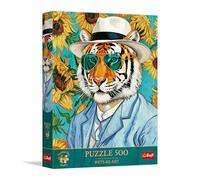 Trefl Premium Plus Quality - Puzzle Pets as Art: Monsieur Tigre et Tournesols - 500 pièces, série Motifs intemporels, pièces Parfaitement ajustées, pour Adultes et Enfants âgés de 10 Ans et Plus
