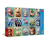 Trefl Premium Plus Quality - Puzzle Tea Time: Animaux au Crochet - 1000 pièces, série d'images peintes nostalgiques, pièces s'emboîtant Parfaitement, pour Adultes et Enfants âgés de 14 Ans et Plus
