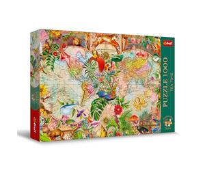 Trefl Premium Plus Quality - Puzzle Tea Time : Carte du Monde Ancienne - 1000 Pièces, Série d'images Peintes Nostalgiques, pour Les Adultes et Les Enfants de Plus de 14 Ans