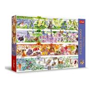 Trefl Puzzle 1000 pièces Tea Time : Les Quatre Saisons — Images peintes nostalgiques, 14+