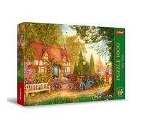 Trefl – Puzzle Tea Time: Maison en toit de chaume – 1000 pièces, images nostalgiques, assorties