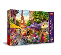 Trefl Premium Plus Quality - Puzzle Tea Time: Marché aux Fleurs, Paris - 1000 pièces, Série d'Images Nostalgiques Peintes, Pièces Parfaitement Assorties, pour Adultes et Enfants à partir de 12 Ans