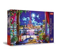 Trefl Puzzle Tea Time – Paris au Clair de Lune, 1000 pièces, série d'images nostalgiques, dès 12 ans
