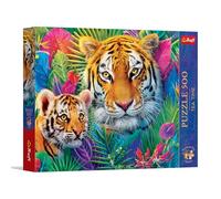 Trefl Premium Plus Quality - Puzzle Tea Time: Tigres dans la Jungle - 500 pièces, série d'images nostalgiques peintes, pièces Parfaitement ajustées, pour Adultes et Enfants âgés de 10 Ans et Plus