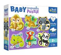 Trefl Primo - Animaux Exotiques, Puzzle Baby Progressive - 6 Puzzles de Grande Forme avec des Animaux, de 2 à 6 Eléments, Carton Le Plus Epais, Grands Eléments, Forme de Puzzle Sympathique