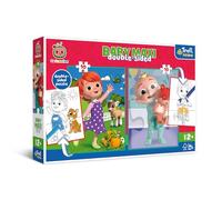 Trefl Primo - Cocomelon, Amis - 4en1 : Puzzles 2x10 Grandes Pièces, Deux Livres de Coloriage au Dos, Puzzles Colorés avec Les Personnages, pour Les Enfants à partir de 2 Ans