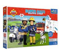 Trefl Primo - Fireman Sam, équipe Utile de Pompier Sam - 3en1 : Puzzle 24 Grands Pièces, Coloriage, Jeu avec Les éléments de colorier, Puzzle avec Les Héros de Contes de Fées