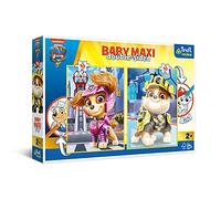 Trefl-4en1 2x10 Grands Eléments-Deux Pages à Colorier au Dos, Coloré avec Les Personnages du Conte de fées, Amusant pour Les Enfants à partir de 2 Ans Puzzle, 43004, L'équipe Joyeuse Paw Patrol