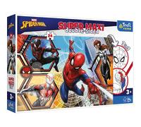 Trefl Primo - Marvel Spiderman, Spiderman se met à l'action - 3en1 : Puzzle 24 Grands Eléments, Livre de Coloriage, Jeu avec des Eléments de Coloriage, Puzzle