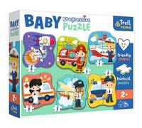 Trefl Primo - Métiers et Véhicules, Puzzle Baby Progressive - 6 Puzzles de Grande Forme avec des Animaux, de 2 à 6 Eléments, Carton Le Plus Epais, Grands Eléments, Forme de Puzzle Sympathique