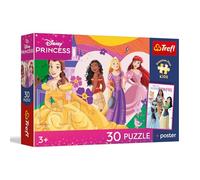 Trefl - Princess, Princesses et amitié - Puzzle de 30 pièces - mettant en scène Les Personnages du Conte de fées, accompagné d'un Poster Unique, destiné aux Enfants à partir de 3 Ans