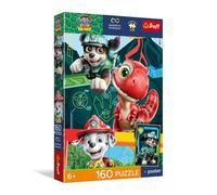 Trefl - Puzzle 160 pièces, L'Aventure des Dinosaures, Paw Patrol, 5+ | Premium Plus UFT, À assembler, Affiche de collection incluse, Développement de la concentration et de l'observation