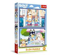 Trefl - Puzzle 2 en 1 : Bluey, Drôle de Bluey - 2 x 24 Pièces, Ensemble de Deux Puzzles pour Les Enfants à partir de 3 Ans
