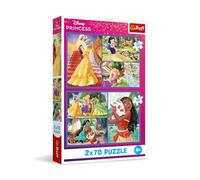 Trefl - Puzzle 2 en 1 : Disney Princesse, Journées Fabuleuses - 2 x 70 Pieces, Ensemble de Deux Puzzle pour Les Enfants à partir de 4 Ans