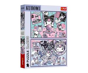 Trefl - Puzzle 2 en 1 : Kuromi, Les farces de Kuromi - 2 x 200 pièces - Lot de Deux Puzzles pour Adolescents