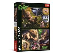 Trefl - Puzzle 2 en 1 : Marvel Guardians of The Galaxy, Je suis Groot - 2 x 200 Pièces - Ensemble de Deux Puzzle pour Les Adolescents
