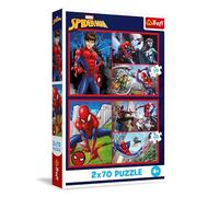 Trefl - Puzzle 2 en 1 : Marvel Spider-Man, Histoires d’Araignée - 2 x 70 Pieces, Ensemble de Deux Puzzle pour Les Enfants à partir de 4 Ans