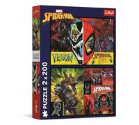 Trefl - Puzzle 2 en 1 : Marvel Spiderman, Le Jour et La Nuit de Spiderman - 2 x 200 Pièces - Ensemble de Deux Puzzle pour Les Adolescents