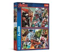 Trefl - Puzzle 2 en 1 : Marvel The Avengers, Les Défenseurs du Monde - 2 x 200 Pièces - Ensemble de Deux Puzzle pour Les Adolescents
