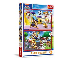 Trefl - Puzzle 2 en 1 : Paw Patrol, Journée d'amusement des Chiens - 2 x 24 Pièces, Ensemble de Deux Puzzles pour Les Enfants à partir de 3 Ans