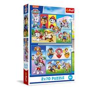 Trefl - Puzzle 2 en 1 : Paw Patrol, La Pat’Patrouille déchire - 2 x 70 Pieces, Ensemble de Deux Puzzle pour Les Enfants à partir de 4 Ans