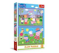 Trefl - Puzzle 2 en 1 : Peppa Pig, Peppa dans l’Aire de Jeux - 2 x 24 Pièces, Ensemble de Deux Puzzles pour Les Enfants à partir de 3 Ans
