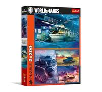 Trefl - Puzzle 2 en 1 : World of Tanks, Armoured Mission - 2 x 200 pièces - Lot de Deux Puzzles pour Adolescents