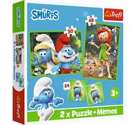 TREFL Puzzle 2en1+ mémos Jeux amusants Schtroumpfs 93656